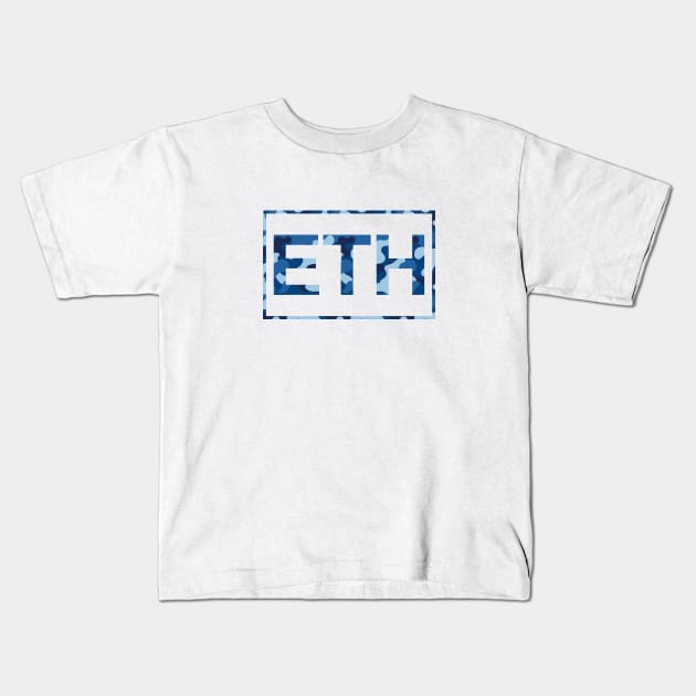 Ethereum Blue Camo Kids T-Shirt by felixbunny